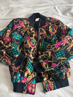 Vintage Patina Multicolor Quilted Bomber Jacket